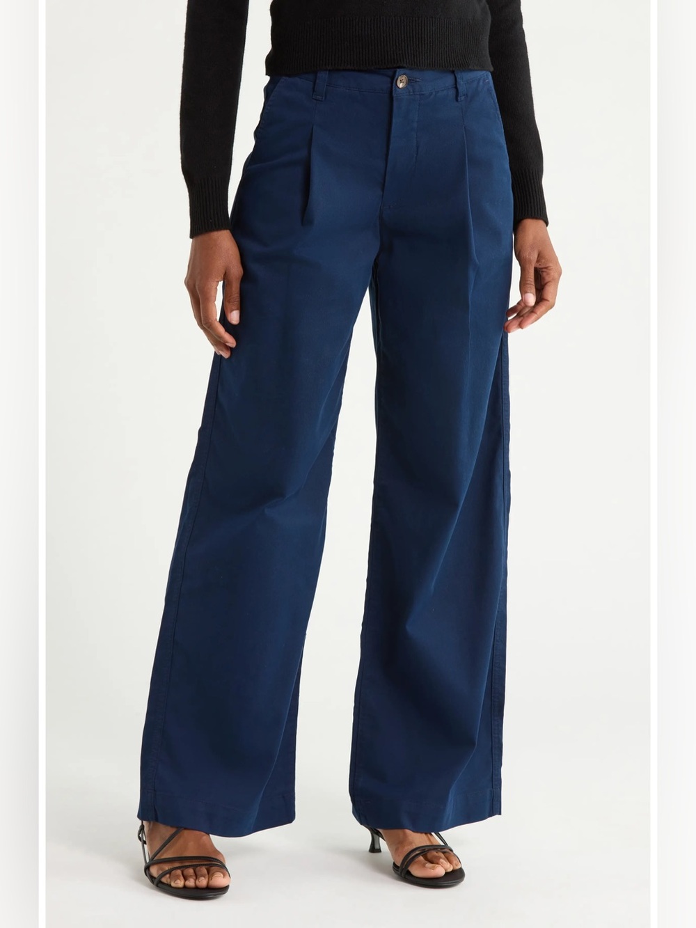 $235 AG Jules Pleated Wide Leg Chino Pants in after midnight blue 26